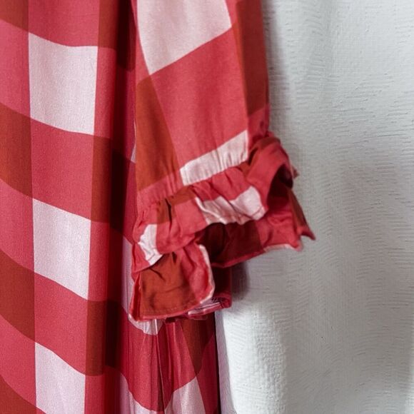 Sundress Isla Gingham Tiered Modal Maxi Dress Cream Coral Size XS/S - Picture 13 of 15